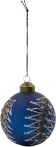 Bombka Pine niebieska – elegancka dekoracja, kolor niebieski, stylowa ozdoba choinkowa