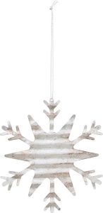 Dekoracja choinkowa Tin śnieżynka 2 srebrna – elegancka ozdoba, stylowy design, metalowa konstrukcja