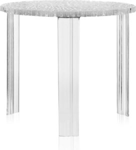 Stolik T-Table 44 cm kryształowy – elegancki design, uniwersalny kolor, szklany blatu