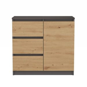 Komoda 1D3S AntracytArtIsan – funkcjonalność i nowoczesny design, kolor antracytowy, styl skandynawski