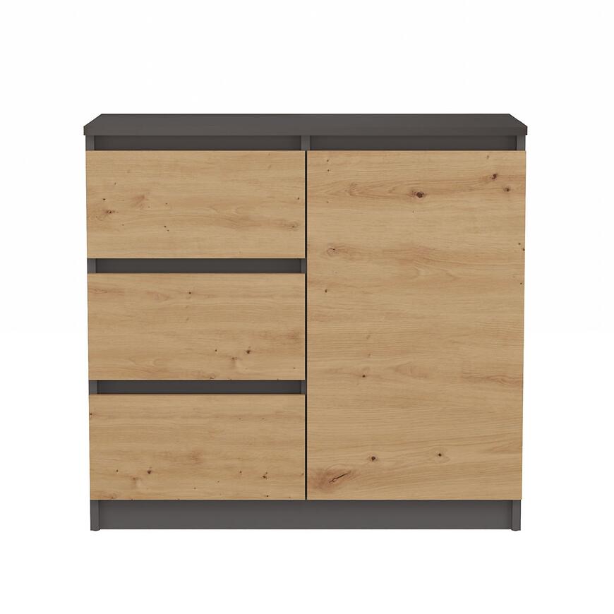 Komoda 1D3S AntracytArtIsan – funkcjonalność i nowoczesny design, kolor antracytowy, styl skandynawski