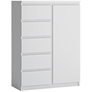 Komoda 1D5S Fribo Frik01 Biała Alpejska – nowoczesny design, funkcjonalność, biała, materiał: płyta MDF