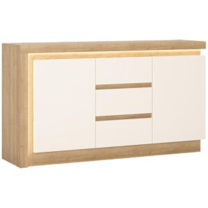Komoda 2D3S Lyon Lyok01 Dąb Riviera Jasna / Biały – funkcjonalność, styl skandynawski, solidne materiały