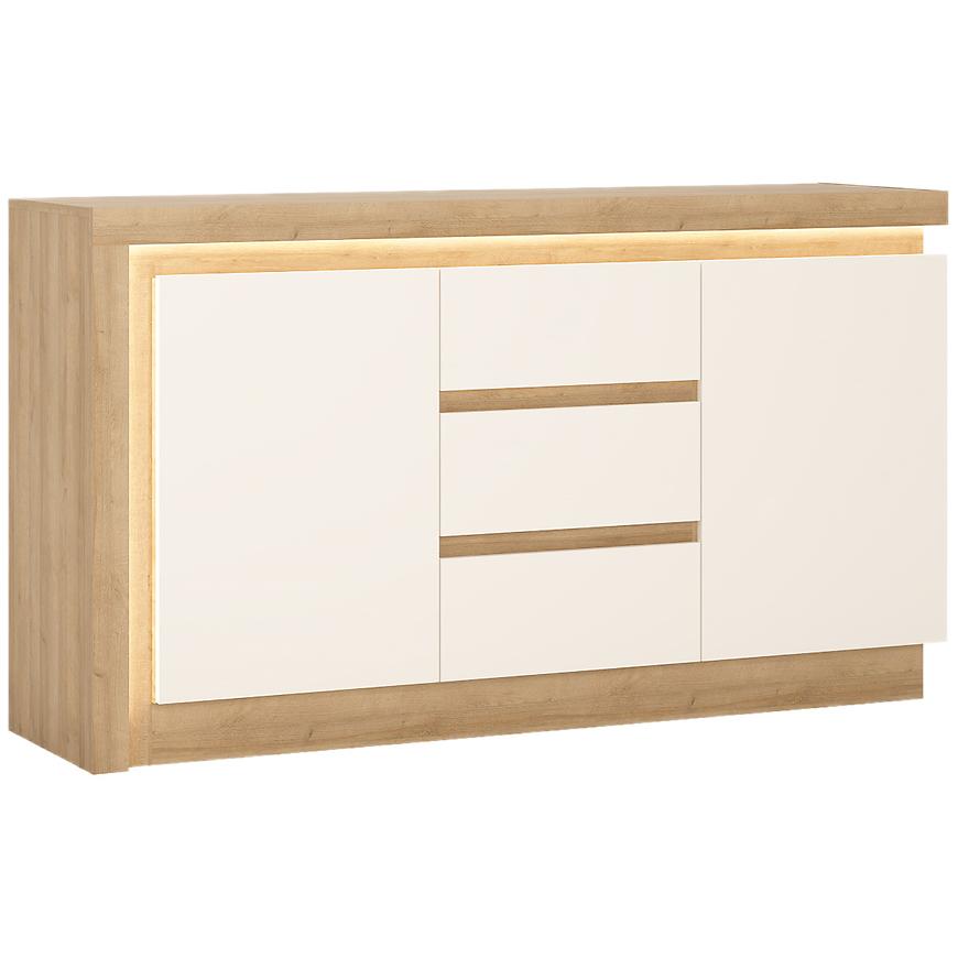 Komoda 2D3S Lyon Lyok01 Dąb Riviera Jasna / Biały – funkcjonalność, styl skandynawski, solidne materiały