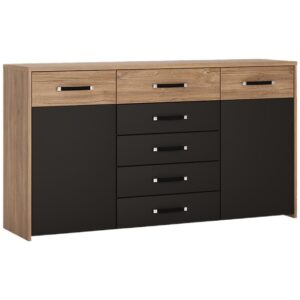 Komoda 2D-5S Monaco Moak04 Stirling Oak/ CzarnyFekete – nowoczesny styl, funkcjonalność, trwałość