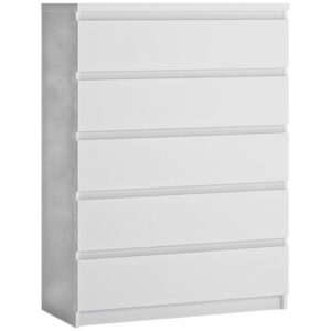Komoda 5S Fribo Frik06 Biała Alpejska – nowoczesny design, pojemne szuflady, materiał MDF
