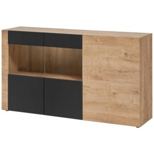 Komoda Aron Rzs Ar Sb Dąb Ribbeck/Czarny – nowoczesny design, funkcjonalność, pojemne szuflady