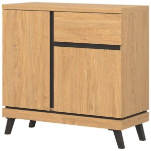 Komoda Ate At02 Dąb/Czarny – nowoczesny design, funkcjonalność, trwały materiał