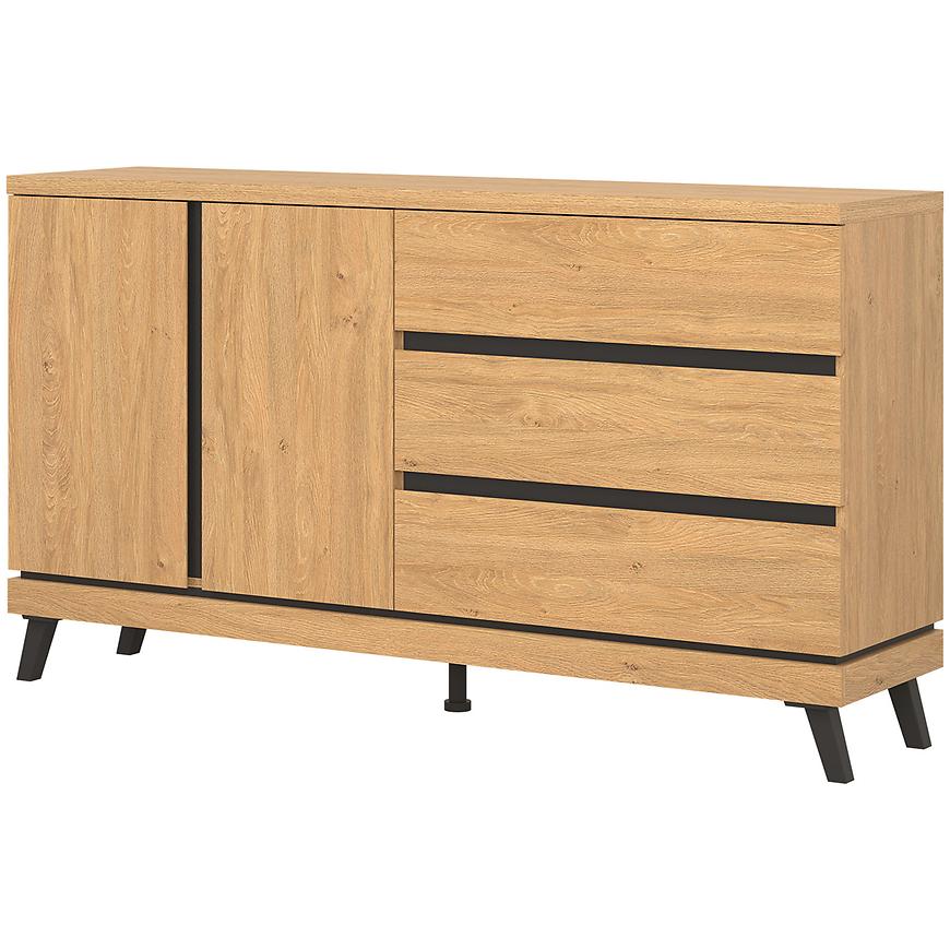 Komoda Ate At03 Dąb/Czarny – nowoczesny design, funkcjonalność, trwałe materiały