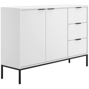 Komoda Austin biały/czarny – elegancki design, funkcjonalność, różnorodne zastosowania