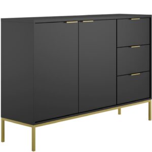 Komoda Austin Czarny/Złoty – elegancki styl, pojemne szuflady, nowoczesny design