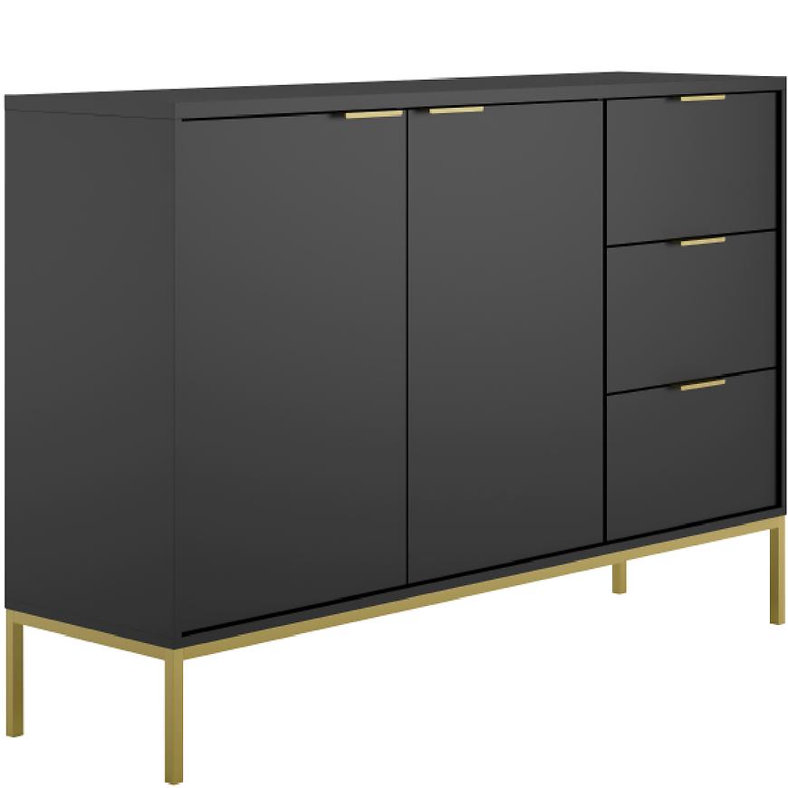 Komoda Austin Czarny/Złoty – elegancki styl, pojemne szuflady, nowoczesny design