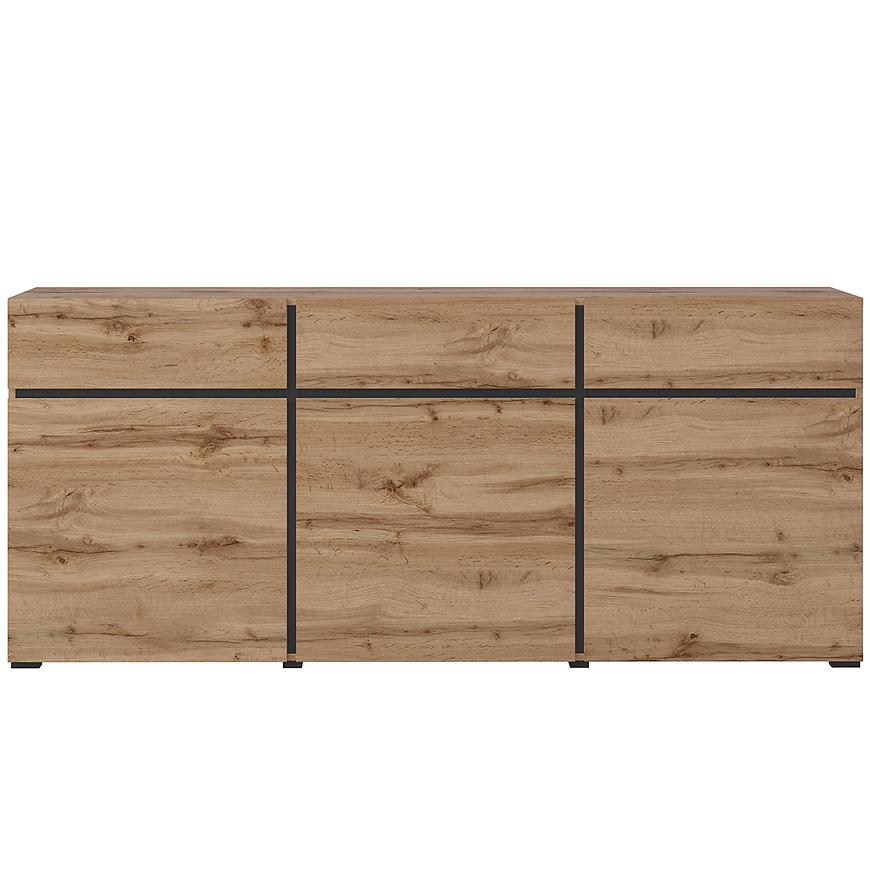 Komoda Cross3d3s Dąb Wotan/Czarny – nowoczesny design, pojemne szuflady, wysoka jakość wykonania