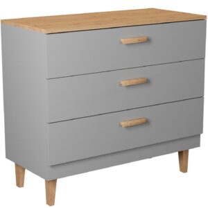 Komoda Denver Szary Chinchilla/Hikora – elegancki design, funkcjonalność, styl skandynawski