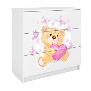 Komoda Dla Dzieci Babydreams Biały – Miś Motyl, funkcjonalna, stylowy design, wykonanie z wysokiej jakości materiałów