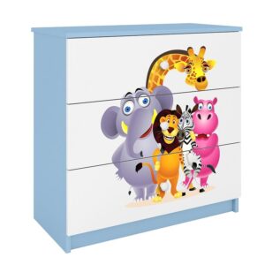 Komoda Dla Dzieci Babydreams Niebieski – Zoo, styl skandynawski, funkcjonalność, kolor niebieski