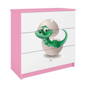 Komoda Dla Dzieci Babydreams Różowy – Dino – styl skandynawski, pojemne szuflady, bezpieczne materiały