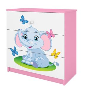 Komoda Dla Dzieci Babydreams Różowy – Słonik, solidna konstrukcja, praktyczne przechowywanie, stylowy design