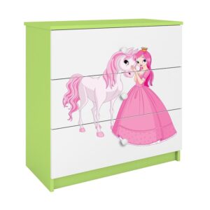 Komoda Dla Dzieci Babydreams Zielony – Księżniczka 2 – pojemność, stylowe wykończenie, trwały materiał