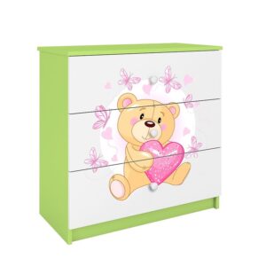 Komoda Dla Dzieci Babydreams Zielony – Miś Motyl – stylowy mebel, zielony kolor, przyjazny dzieciom