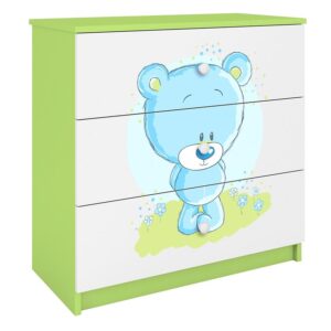 Komoda Dla Dzieci Babydreams Zielony – Miś Niebieski – funkcjonalny mebel, kolor zielony, stylowy design