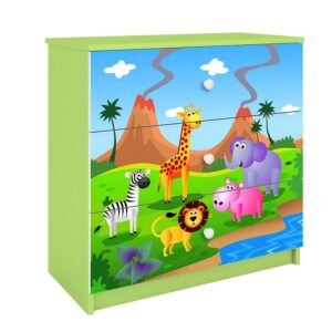 Komoda Dla Dzieci Babydreams Zielony – Safari – styl skandynawski, bezpieczne materiały, pojemne szuflady