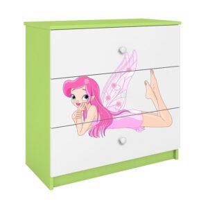 Komoda Dla Dzieci Babydreams Zielony – Wróżka 2, funkcjonalna, kolor zielony, idealna do pokoju dziecięcego