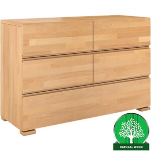Komoda Drewniana Bukowa 5s Skandica Vestre Naturalny – elegancka, funkcjonalna, z naturalnego drewna, pięć szuflad