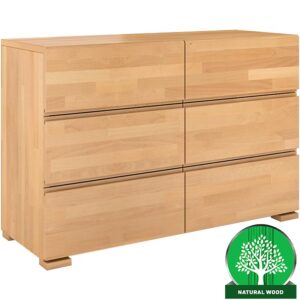 Komoda Drewniana Bukowa 6s Skandica Vestre Naturalny – elegancki design, pojemne szuflady, naturalne wykończenie