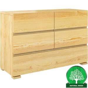 Komoda Drewniana Sosnowa 5s Skandica Vestre Naturalny – elegancka, funkcjonalna, solidna konstrukcja