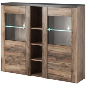 Komoda Larona 2D satin nussbaum 46 – elegancka komoda, 2 drzwi, kolor orzechowy, styl nowoczesny