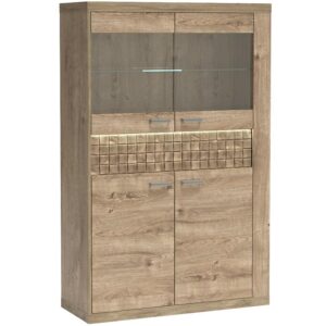 Komoda Natural N-5 szkło kratka Ribbeck – nowoczesny design, naturalne materiały, funkcjonalność