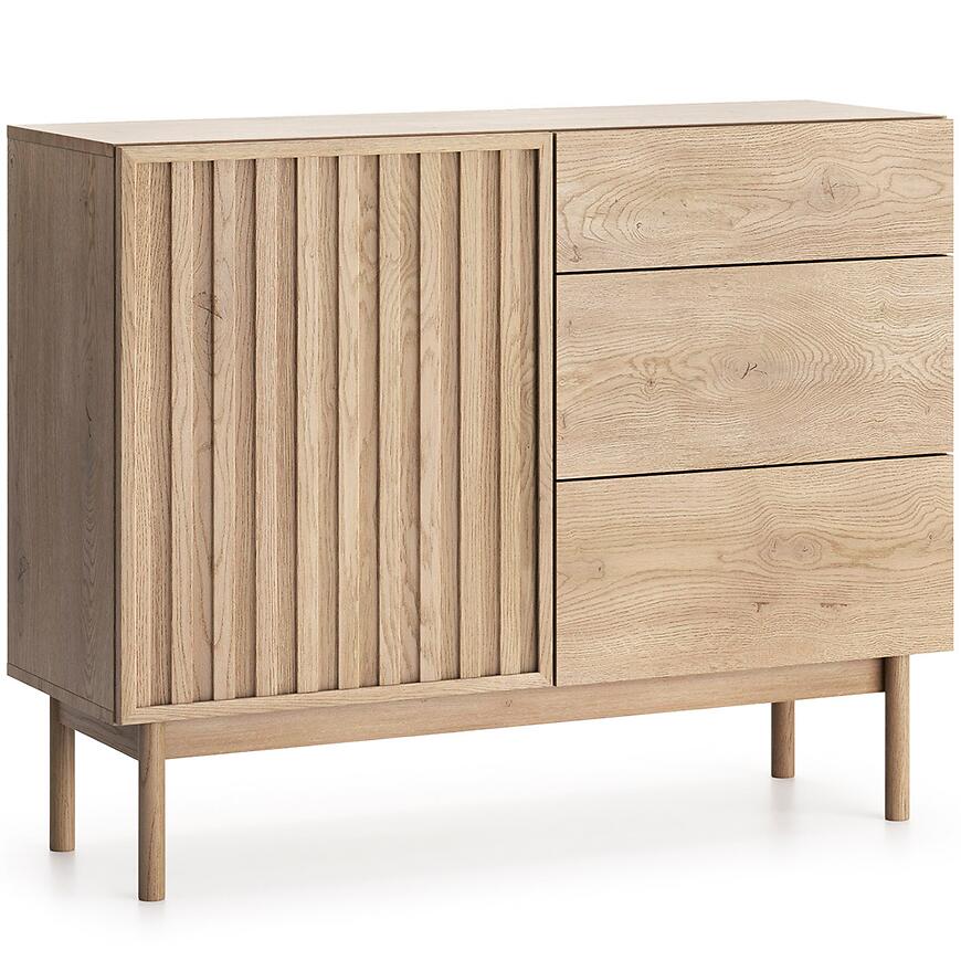 Komoda Saori K1D3S cremona – elegancka komoda z trzema szufladami, w kolorze kremowym, idealna do każdego wnętrza