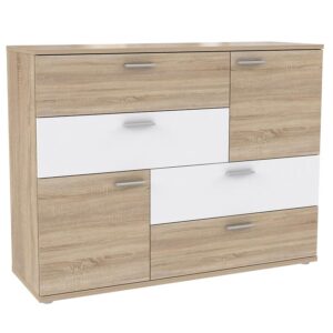 Komoda Skive Dąb Sonoma/Biały – nowoczesny design, funkcjonalność, naturalny materiał