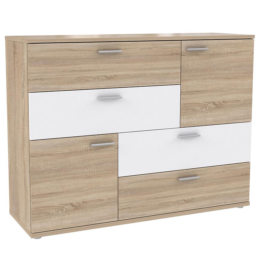 Komoda Skive Dąb Sonoma/Biały – nowoczesny design, funkcjonalność, naturalny materiał