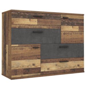 Komoda Skive Old Wood Vintage/Beton – styl vintage, kolor old wood, materiał: drewno i beton