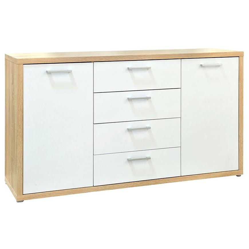 Komoda Vogue 150x42x85 – elegancki design, funkcjonalność, kolor dąb, materiał MDF