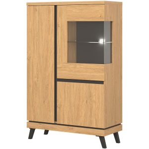 Kredens Ate At04 Dąb/Czarny – elegancki design, funkcjonalność, styl skandynawski