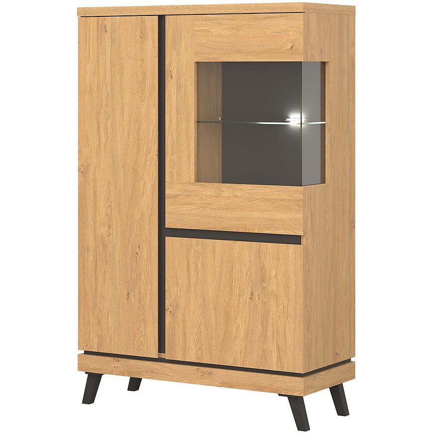 Kredens Ate At04 Dąb/Czarny – elegancki design, funkcjonalność, styl skandynawski
