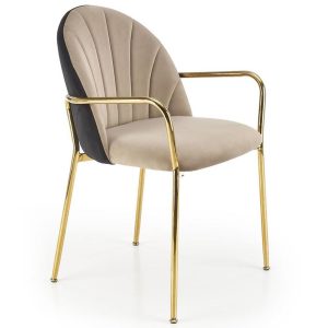 Krzesło K500 beż/czarny/złoty – elegancki design, komfort, trwałe materiały