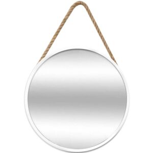 Lustro okrągłe na sznurku w białej ramie FI40cm – elegancki design, uniwersalny kolor, praktyczne zastosowanie