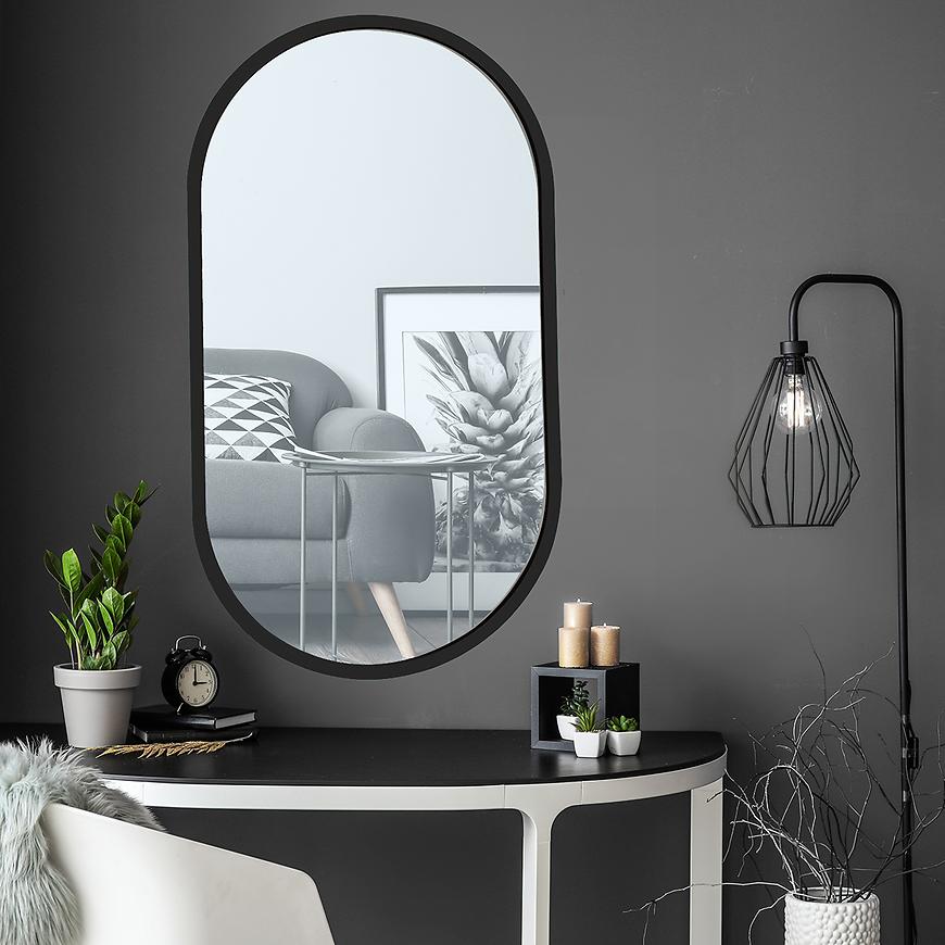 Lustro owalne w czarnej ramie 40×72 – elegancki design, stylowy dodatek, idealne do różnych wnętrz