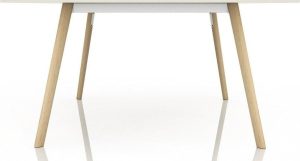 Stół Pilo prostokątny 200 x 90 cm – naturalne nogi, biały blat, nowoczesny design