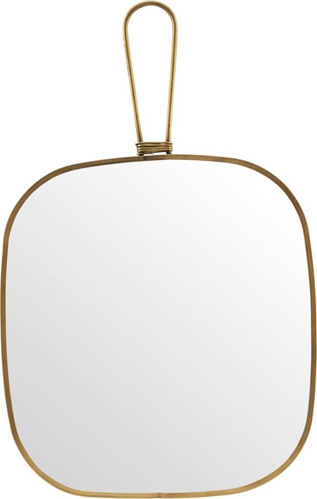 Lustro ścienne Meraki 20 cm z mosiężną ramą – elegancki design, złota rama, małe rozmiary