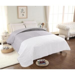 Narzuta Velvet 02 160×200 szaro-biała – elegancki design, miękki materiał, idealna do sypialni