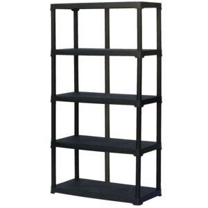 Regał magazynowy plastikowy T100/5 czarny 176x100x45cm – 5 półek, 40kg