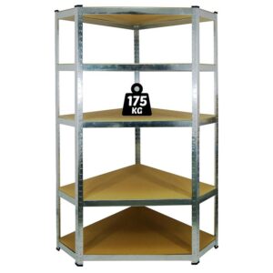 Regał metalowy magazynowy 0892 ocynkowany narożny 180x90x30cm – 5 półek, 175kg, ocynkowany