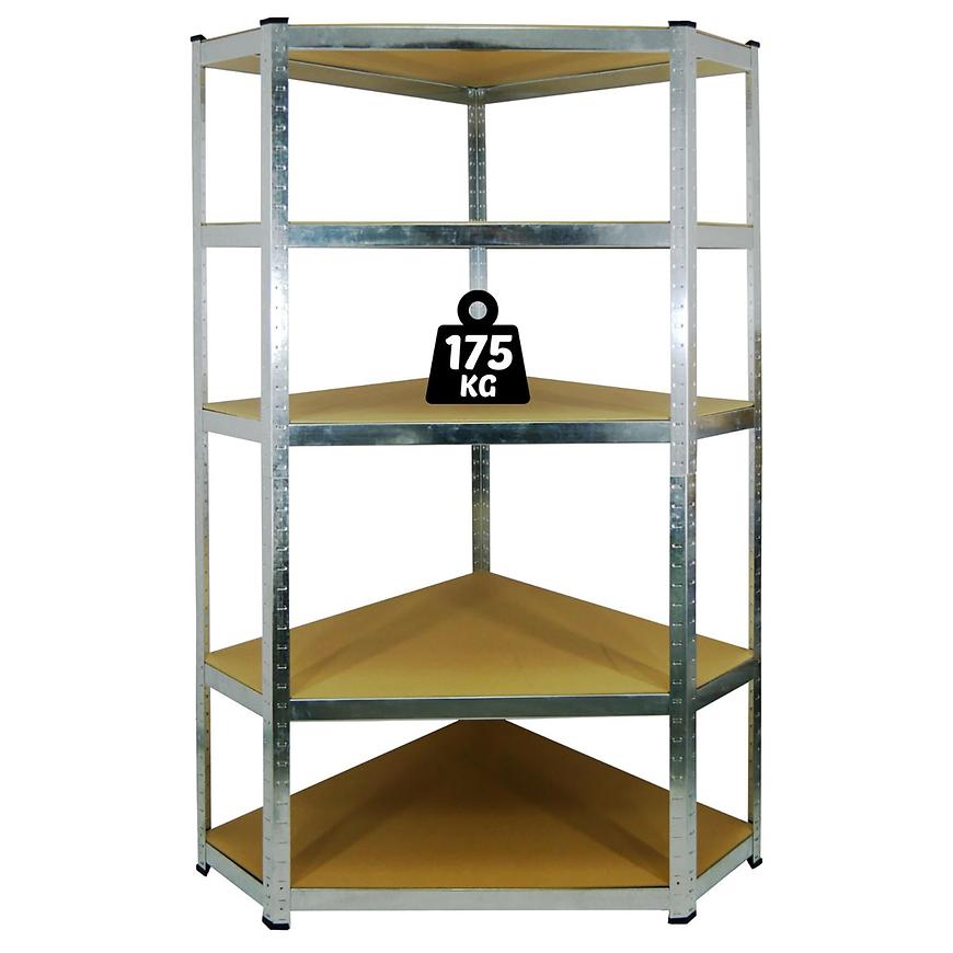 Regał metalowy magazynowy 0892 ocynkowany narożny 180x90x30cm – 5 półek, 175kg, ocynkowany