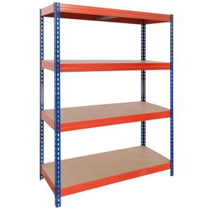 Regał metalowy magazynowy 192x100x50 cm – 4 półki/300kg, trwały, odporny na uszkodzenia, idealny do magazynów i warsztatów