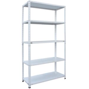 Regał metalowy magazynowy biały 178x90x30 cm – 5 półek, 80kg nośności
